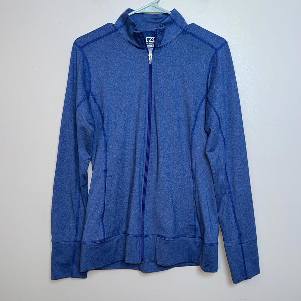 Cutter & Buck Jacket Womens MEDIUM Blue CB DryTec Edge Golf Full Zip Long Sleeve